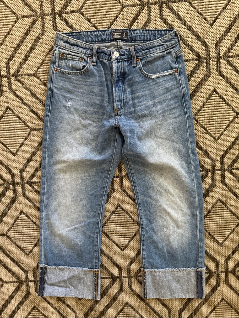 Abercrombie & Fitch Cropped Jeans Cuffed Ankles Boyfriend Low Rise Mid Rise